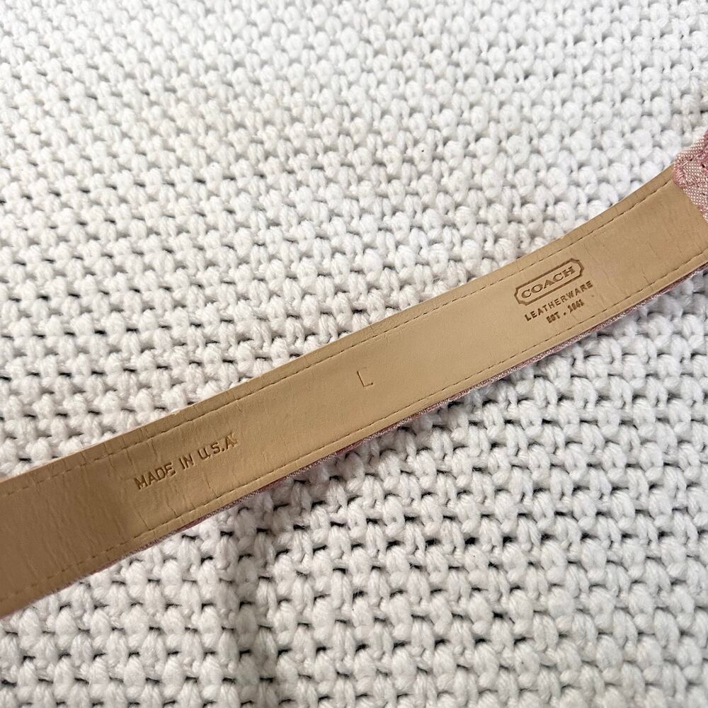 Coach Vintage Y2K Pink Canvas Signature CC Soho Slim Waist Belt Metal Fob Large - Picture 6 of 7